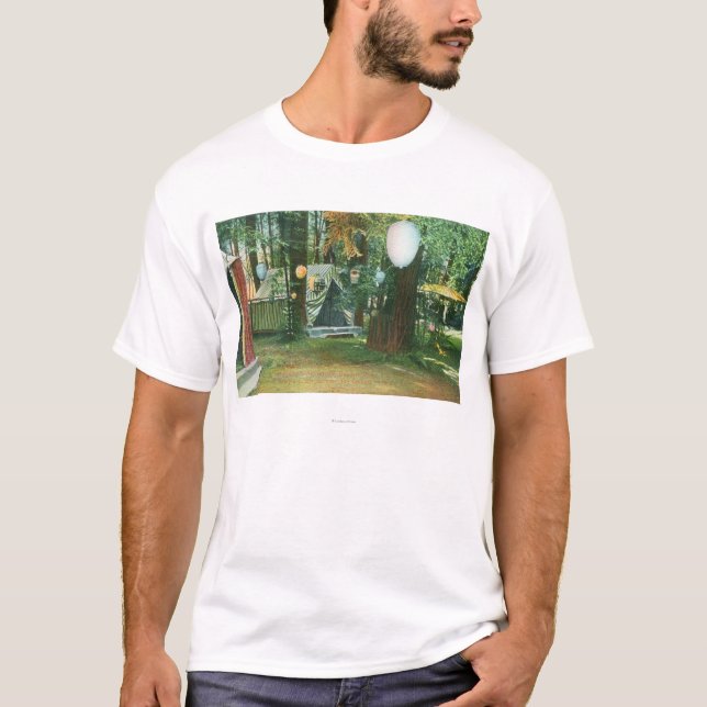 T-shirt Vue de camp de Scotts, rivière de RedwoodsRussian, (Devant)