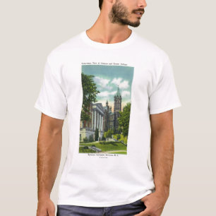T-shirt Vue de campus de Syracuse U montrant l'université