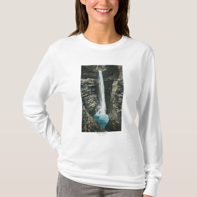 T-shirt Vue de cascade de caverne (Devant)
