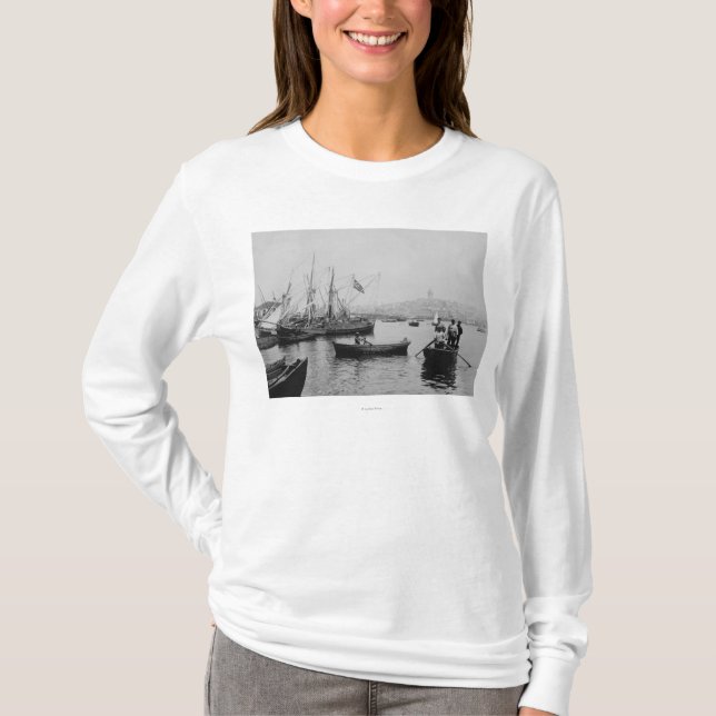 T-shirt Vue de Galata à Istanbul de port de Sirkeci (Devant)