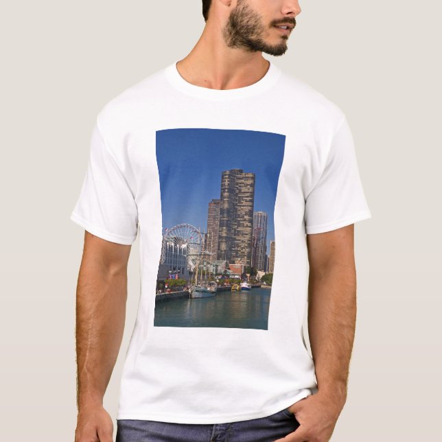 T-shirt Vue de la Marine Pier de Chicago (Devant)