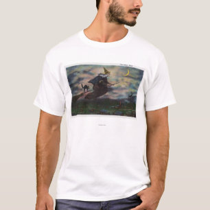 T-shirt Vue de la sorcière de Salem sur son balai