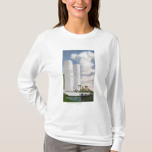 T-shirt Vue de l'atterrissage et des pylônes de bateau (Devant)