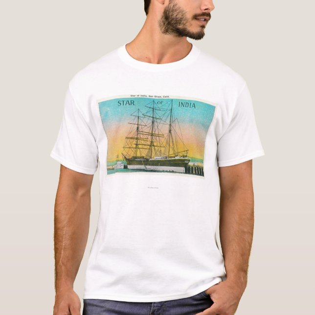 T-shirt Vue de l'étoile du bateau de l'Inde accouplée (Devant)