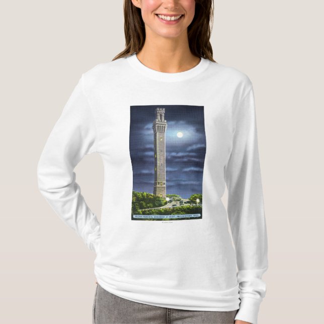 T-shirt Vue de mémorial de pèlerin la nuit (Devant)