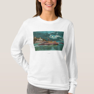 T-shirt Vue de phare d'île de Yerba Buena la nuit