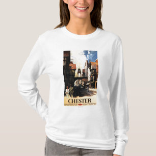T-shirt Vue de rue avec le rail d'horloge de couples et de