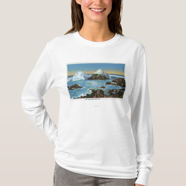 T-shirt Vue de surf le long de la roche (Devant)