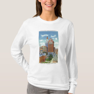 T-shirt Vue de tour de bâtiment et de voyageurs de
