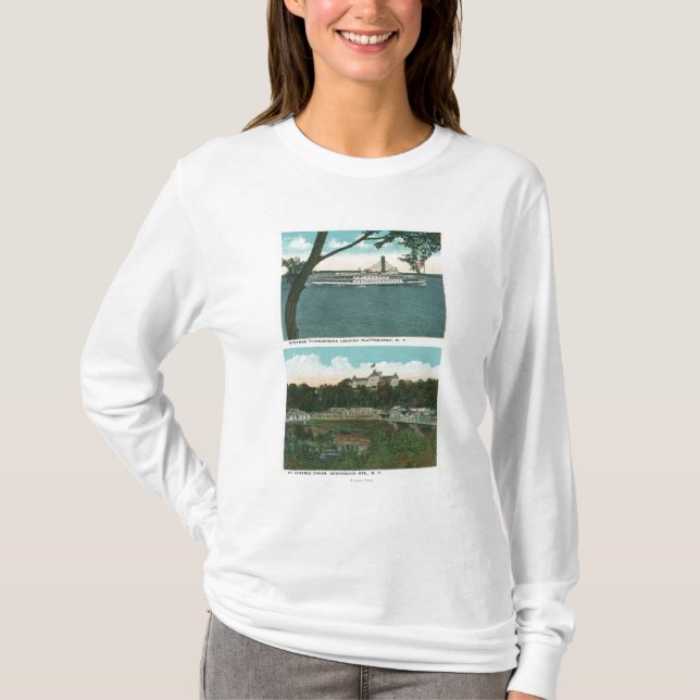 T-shirt Vue de vapeur de Ticonderoga et d'abîme d'Ausable (Devant)