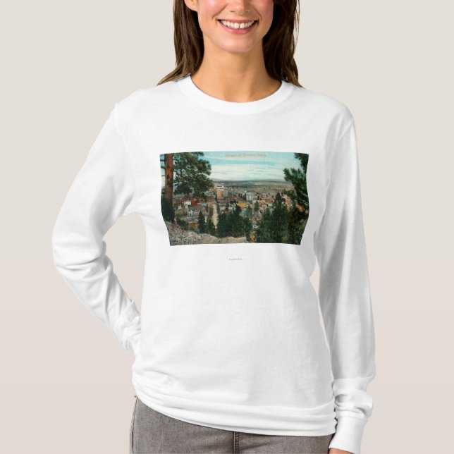 T-shirt Vue de ville par les arbres (Devant)