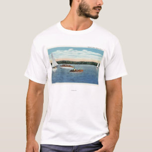T-shirt Vue de voile et de canots automobiles sur le lac