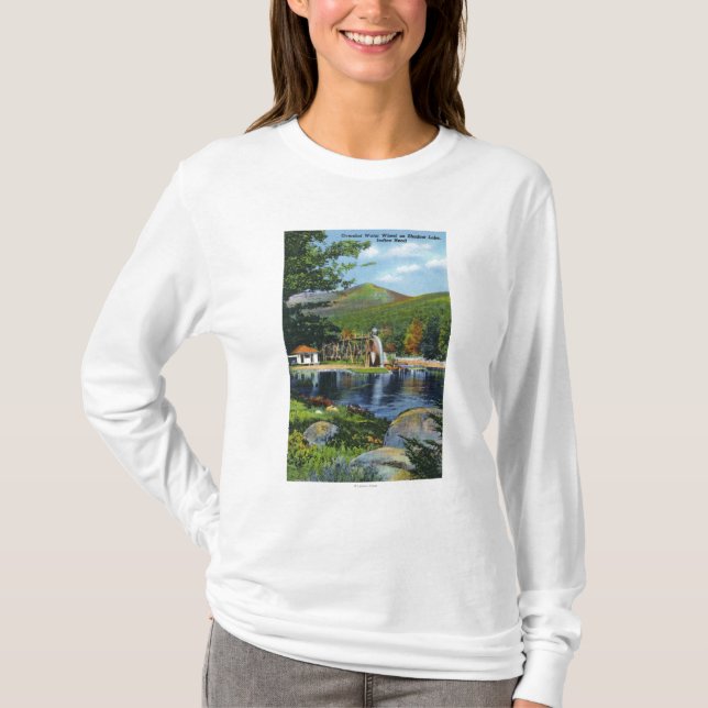 T-shirt Vue dépassée par lac de roue d'eau d'ombre (Devant)