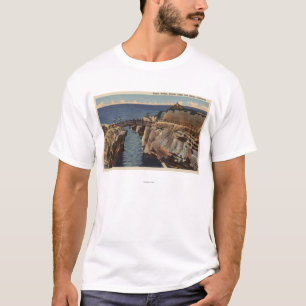 T-shirt Vue des falaises rustiques de pont et de coucher