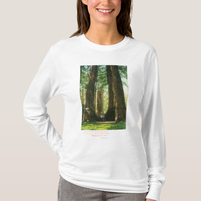 T-shirt Vue des jumeaux de séquoia au grand verger d'arbre (Devant)