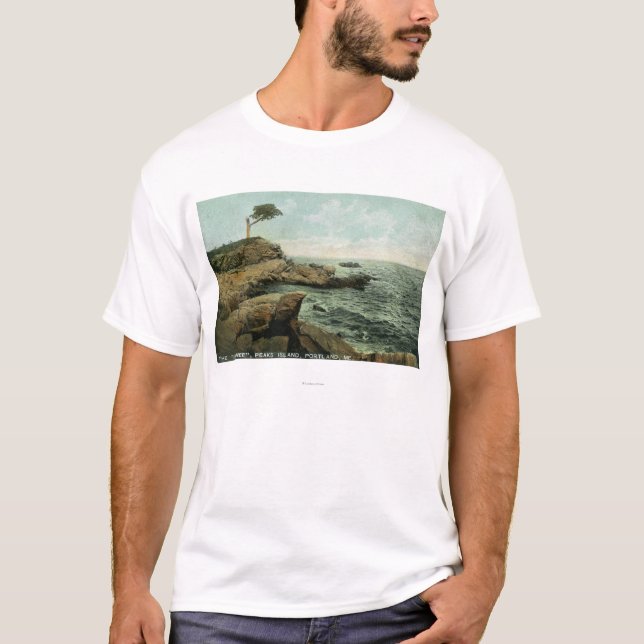 T-shirt Vue d'île de crêtes et de l'arbre de paires (Devant)