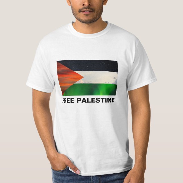 T-shirt Vue du drapeau de la Palestine | Palestine libre (Devant)