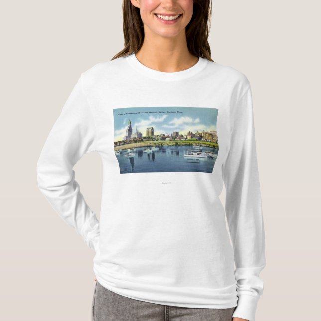T-shirt Vue du fleuve Connecticut de l'horizon de Hartfort (Devant)