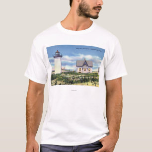 T-shirt Vue du phare en bois d'extrémité
