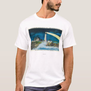 T-shirt Vue du phare principal de Portland sur la baie de