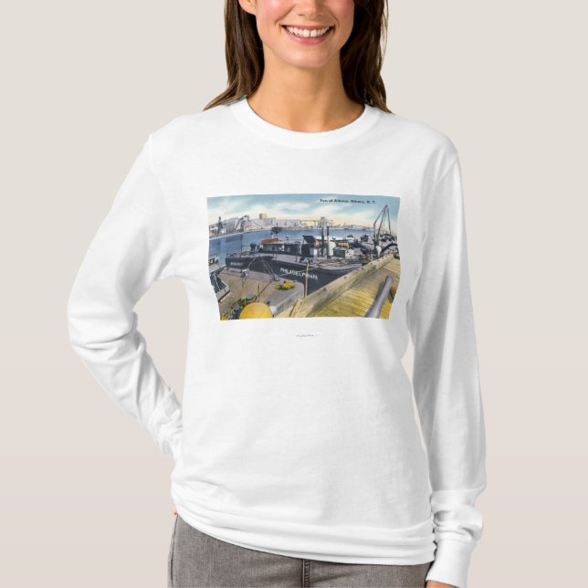 T-shirt Vue du port d'Albany, solides solubles Iroquois (Devant)