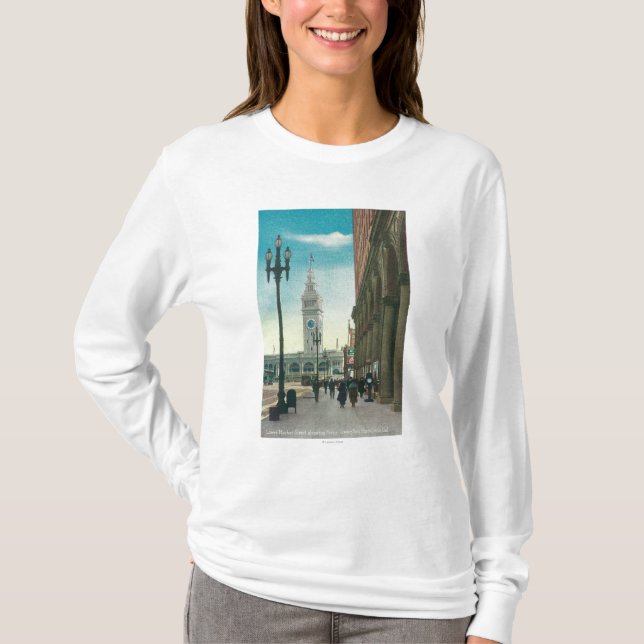 T-shirt Vue du St du marché inférieur montrant la tour de (Devant)