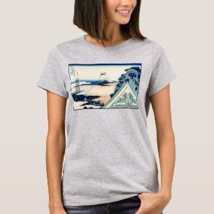 T-shirt Vue du temple Honganji sur le mont Fuji - Gravure
