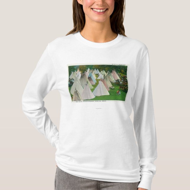 T-shirt Vue d'un village et d'un Pendleton indiens (Devant)