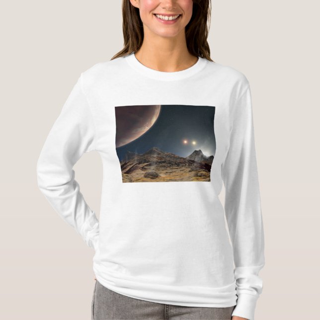 T-shirt Vue d'une lune hypothétique en orbite (Devant)