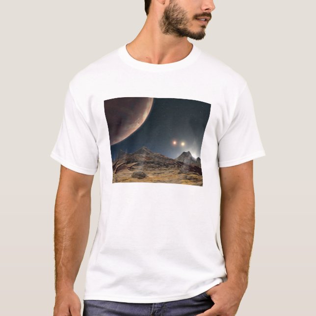 T-shirt Vue d'une lune hypothétique en orbite (Devant)