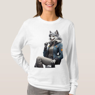 T-shirt vue d'Une peau grise anthropomorphique furie femal
