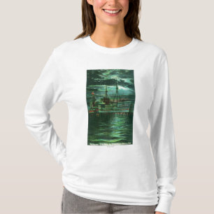 T-shirt Vue éclairée par la lune de l'hôtel de bateau de