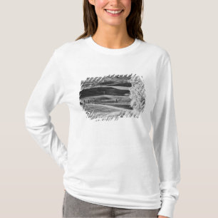 T-shirt Vue en noir et blanc d'une route sinueuse
