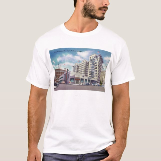 T-shirt Vue extérieure de l'autobus de central de Portland (Devant)