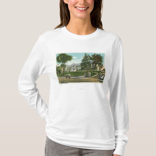T-shirt Vue extérieure de lycée de Kingston (Devant)