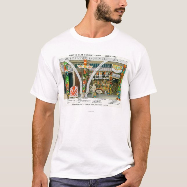 T-shirt Vue extérieure de magasin d'antan de curiosité du (Devant)