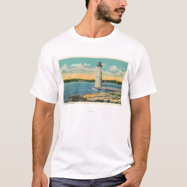 T-shirt Vue extérieure de phare d'île de roche (Devant)