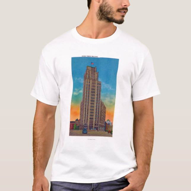 T-shirt Vue extérieure du bâtiment de tour d'état (Devant)