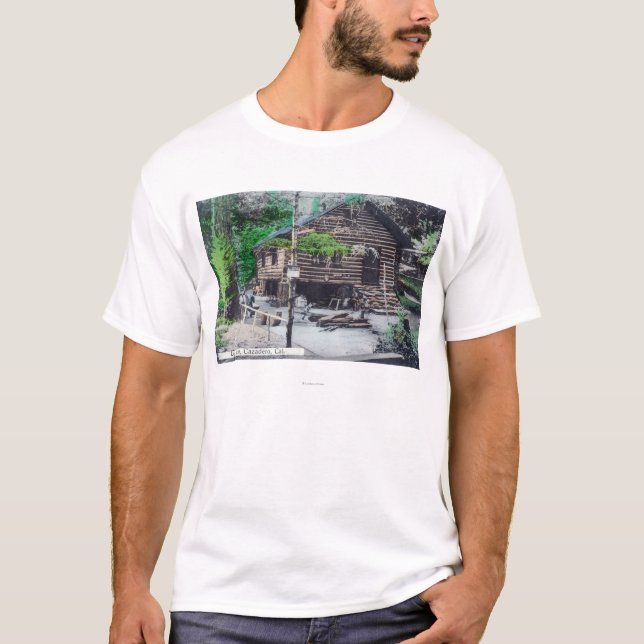 T-shirt Vue extérieure d'un rondin CabinCazadero, CA (Devant)