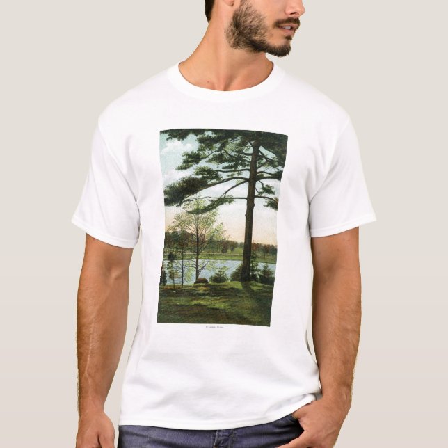T-shirt Vue pittoresque au réservoir de Chestnut Hill (Devant)