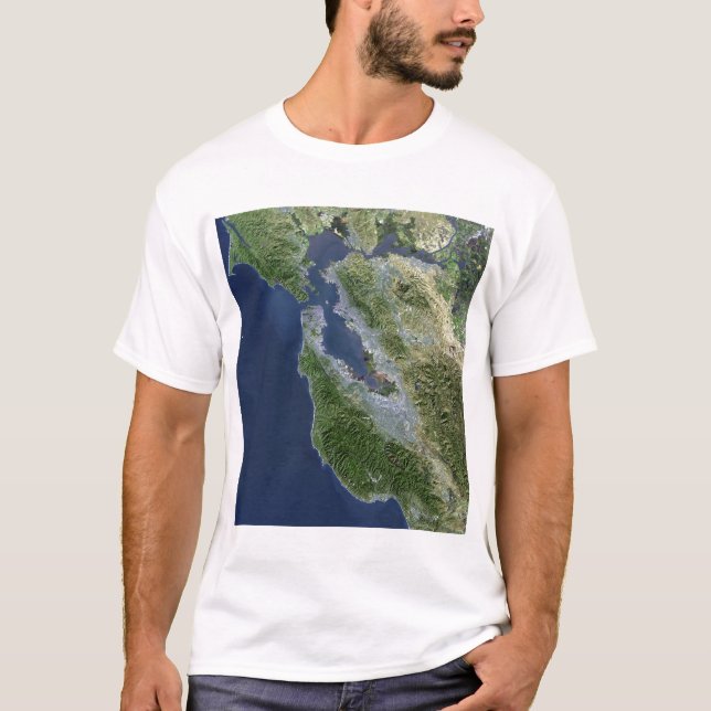 T-shirt Vue satellite de San Francisco, Californie (Devant)