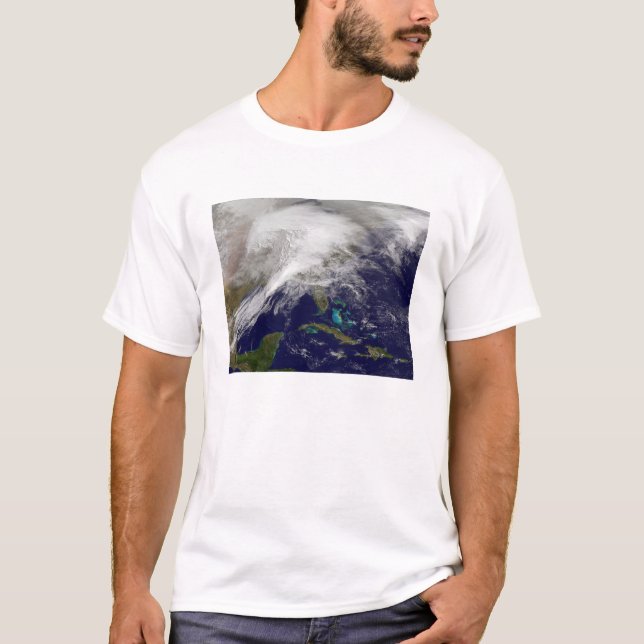 T-shirt Vue satellite d'une tempête d'hiver massive (Devant)