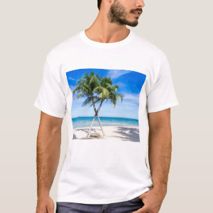 T-shirt Vue sur la mer avec palmiers sur la plage