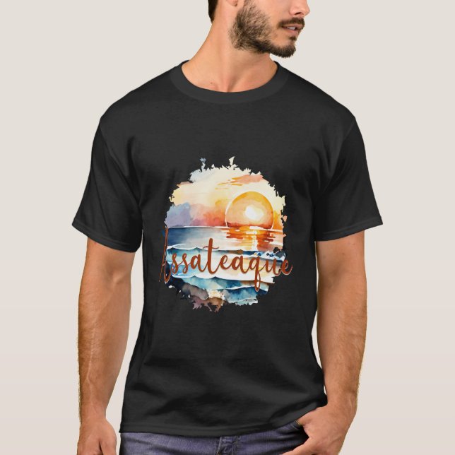 T-shirt Vue sur le coucher du soleil côtier de l'île Assat (Devant)