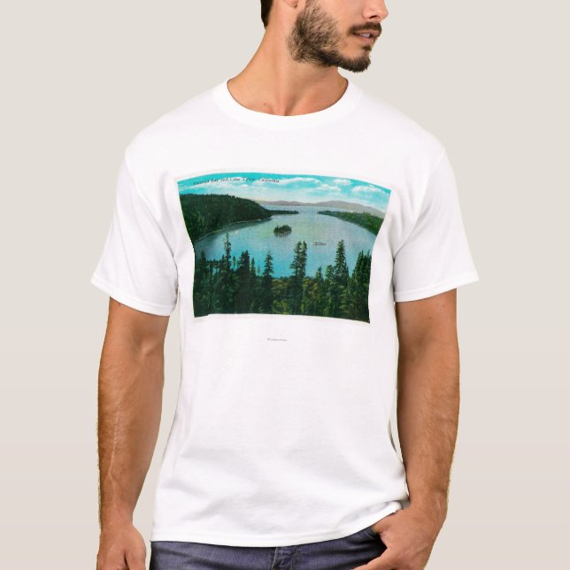 T-shirt Vue verte de baie sur le lac TahoeLake Tahoe, CA (Devant)