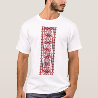 T-shirt Vyshyvanka ukrainienne noire et rouge brodée