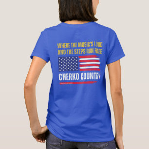 T-shirt (W-Bleu) Drapeau américain / La musique est forte