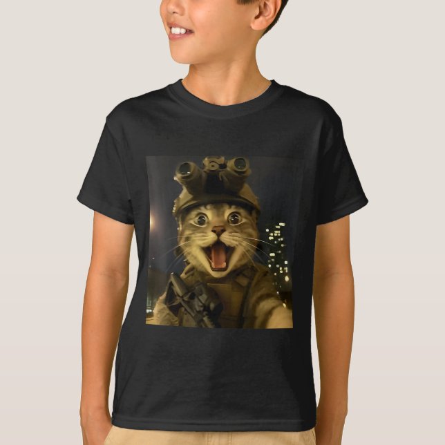 T-shirt Waactical Cat Meme  (Devant)