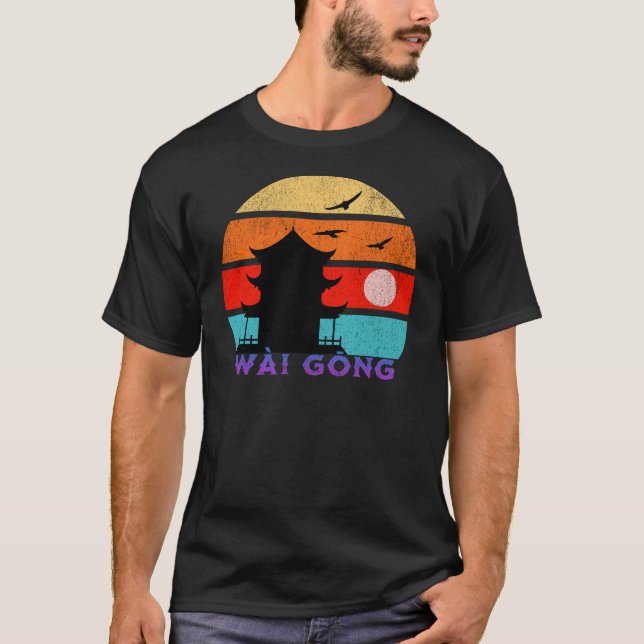 T-shirt Wài Gōng Retro Sunset Ocean Grand-père (Devant)