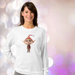 T-shirt Waifish Girl Christmas Elf Femme Tee